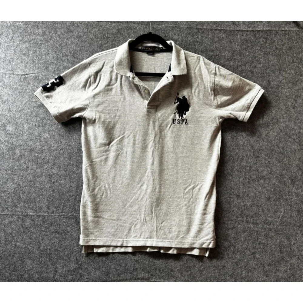 U.S. Polo Assn Big Pony Polo Shirt Men’s M Gray Navy Logo Number 3